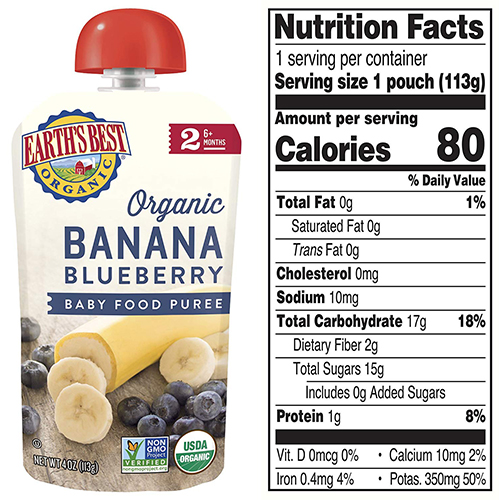 Banana Blueberry Baby Food Puree (pack Of 12)