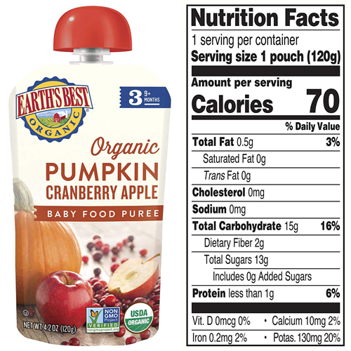Pumpkin Cranberry Apple Baby Food Puree (pack Of 12)